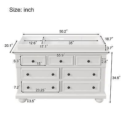 White Solid Wood Seven-Drawer Dresser with Changing Topper - first step nursery