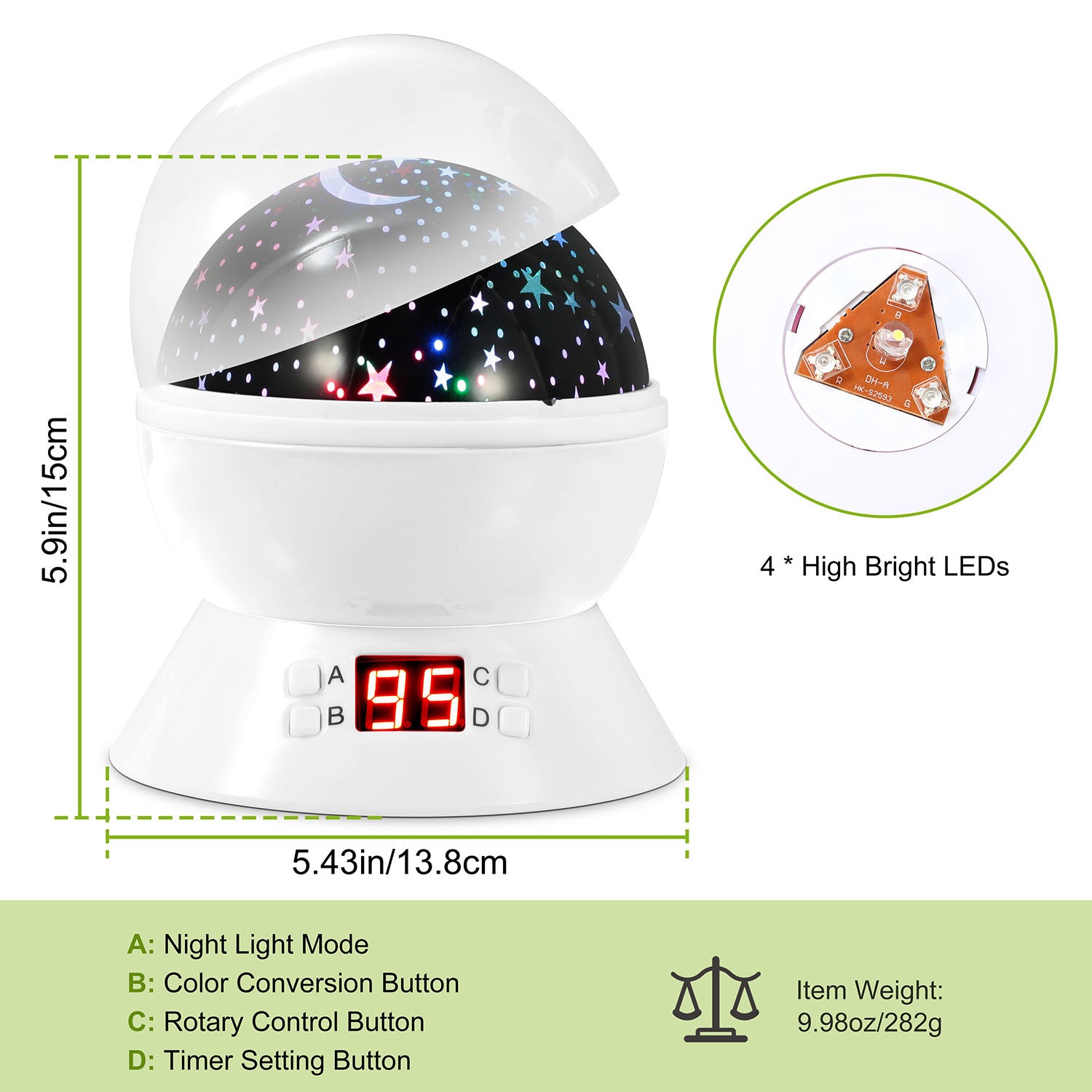 Star and Moon LED Projector Lamp - first step nursery