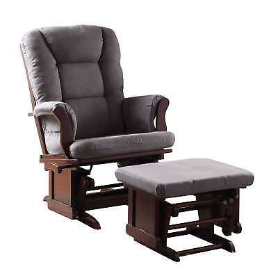 Gray and Cherry Wood Chair With Ottoman - first step nursery