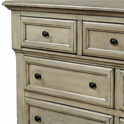 Solid Wood Seven-Drawer Dresser with Changing Topper in Stone Gray - first step nursery