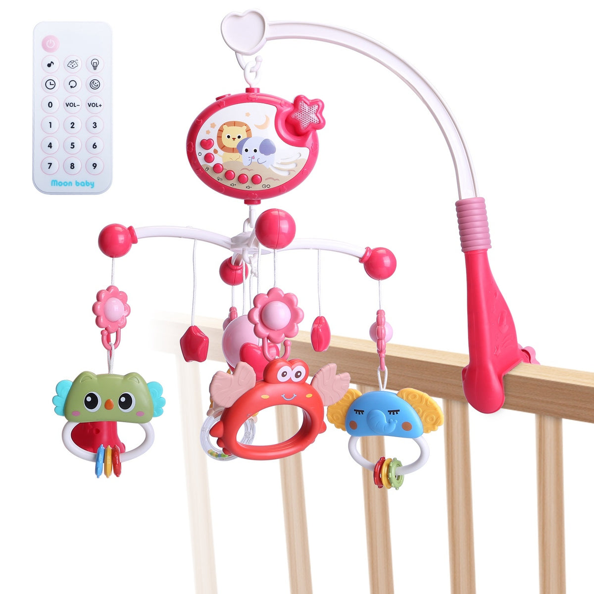 Rotating Mobile Star Projection - Pink - first step nursery