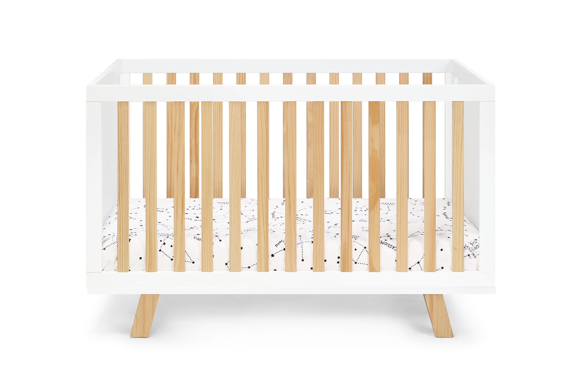 White and Natural 3-in-1 Convertible Island Crib - first step nursery