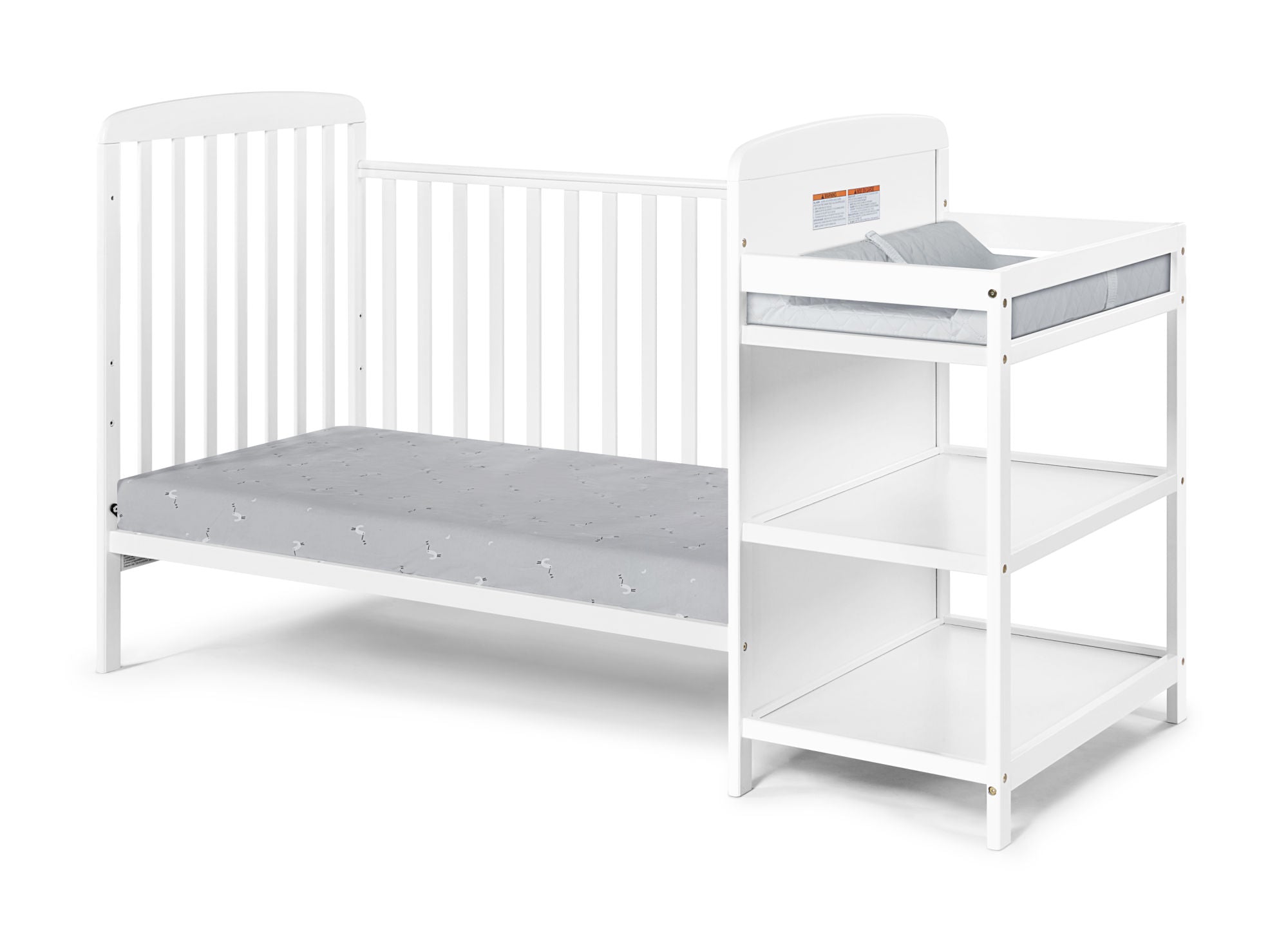 Ramsey 3-in-1 Convertible Crib and Changer Combo - White - first step nursery