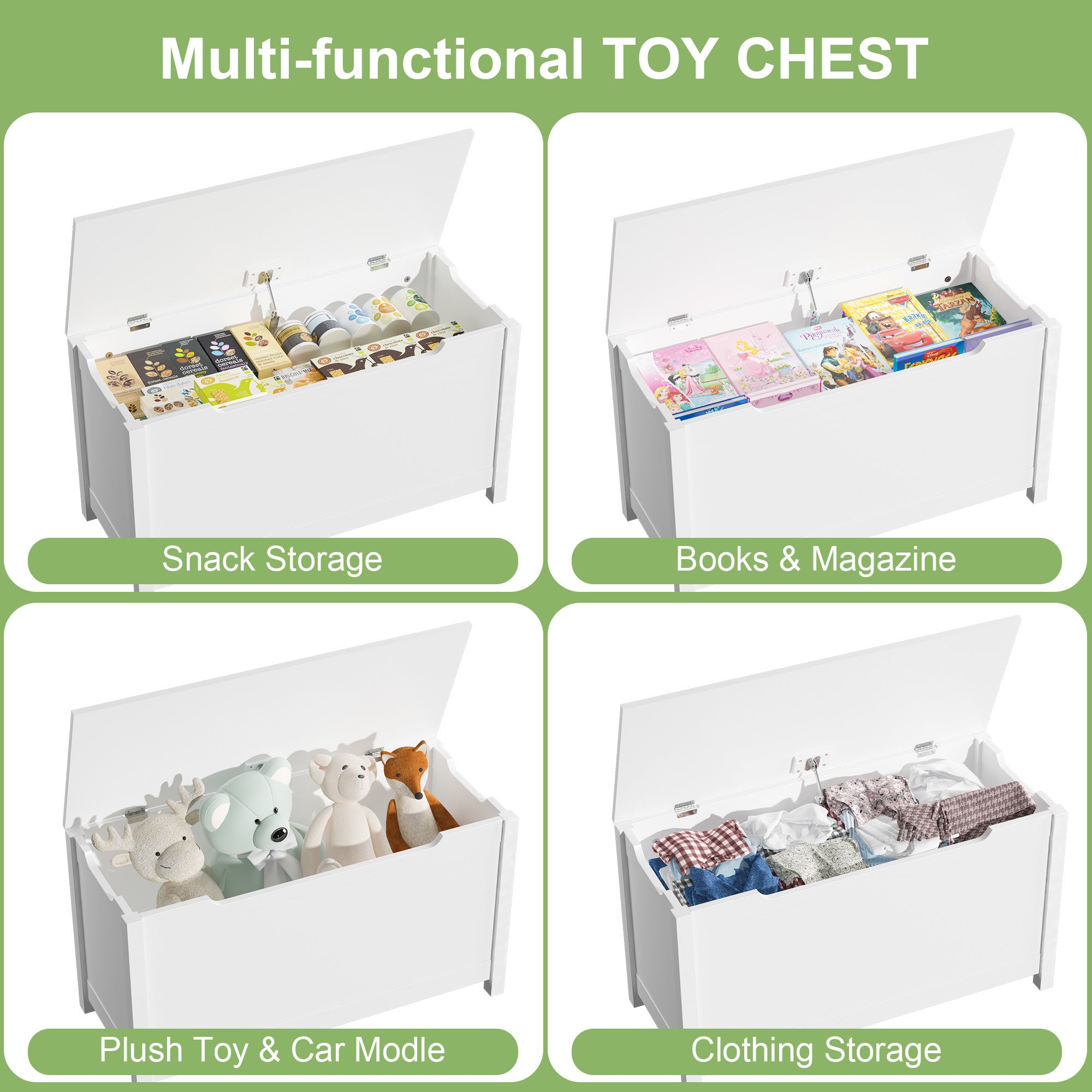 Wooden Toy Box - White - first step nursery