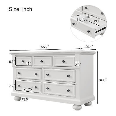 Solid Wood Seven-Drawer Dresser in White - first step nursery