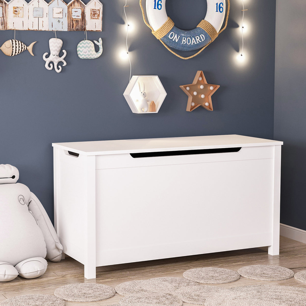 Wooden Toy Box - White - first step nursery