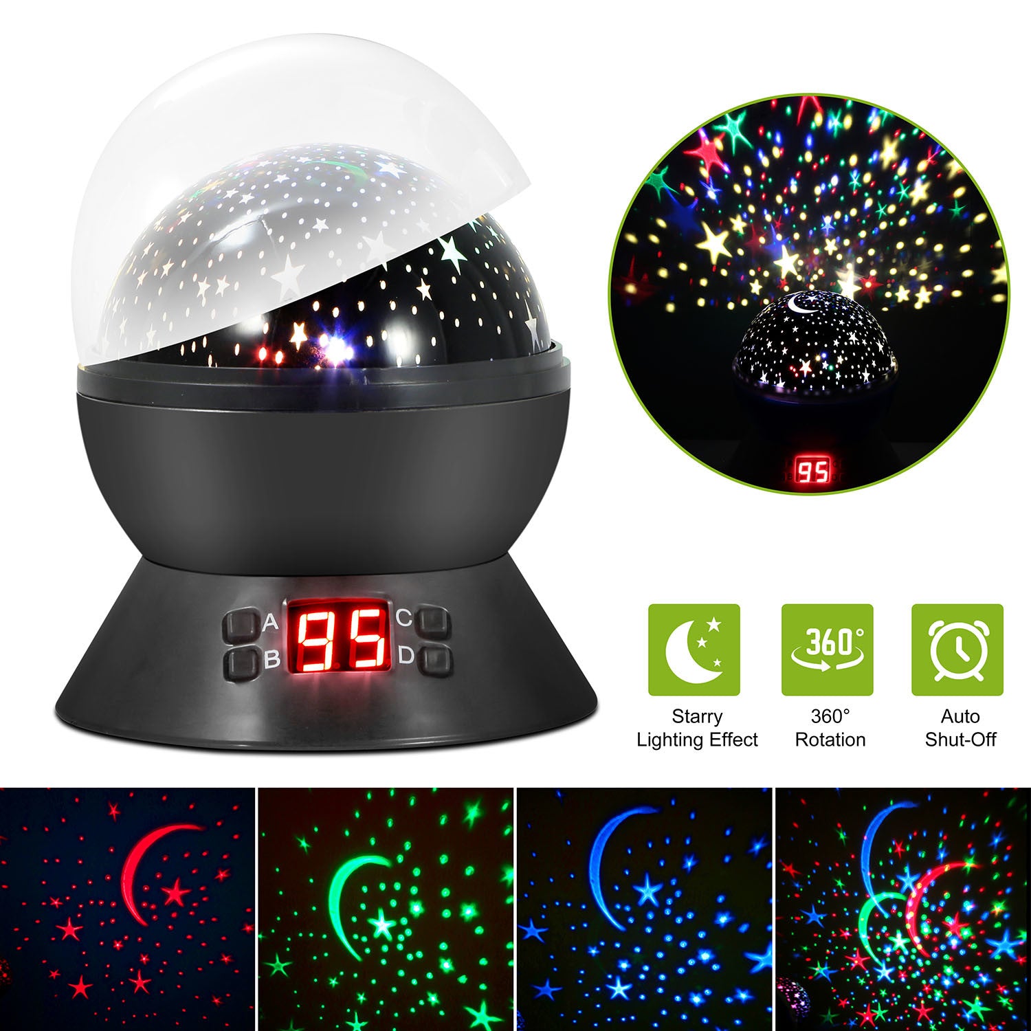Star and Moon LED Projector Lamp - first step nursery