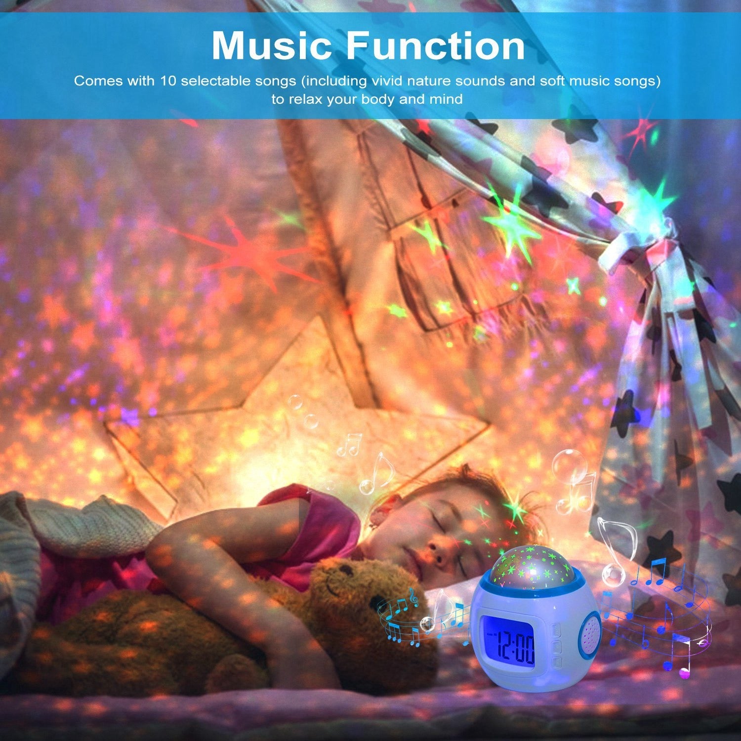 Starry Sky LED Digital Projection Lamp with Music - first step nursery