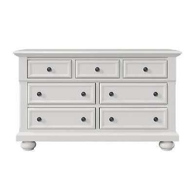 White Solid Wood Seven-Drawer Dresser with Changing Topper - first step nursery
