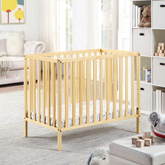 Natural 3-in-1 Convertible Mini Crib With Mattress Pad - first step nursery