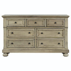 Solid Wood Seven-Drawer Dresser in Stone Gray - first step nursery