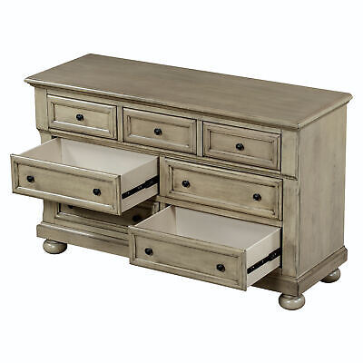 Solid Wood Seven-Drawer Dresser in Stone Gray - first step nursery