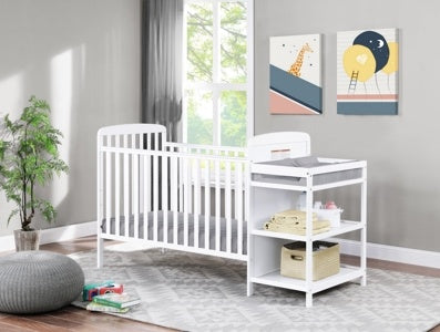 Ramsey 3-in-1 Convertible Crib and Changer Combo - White - first step nursery