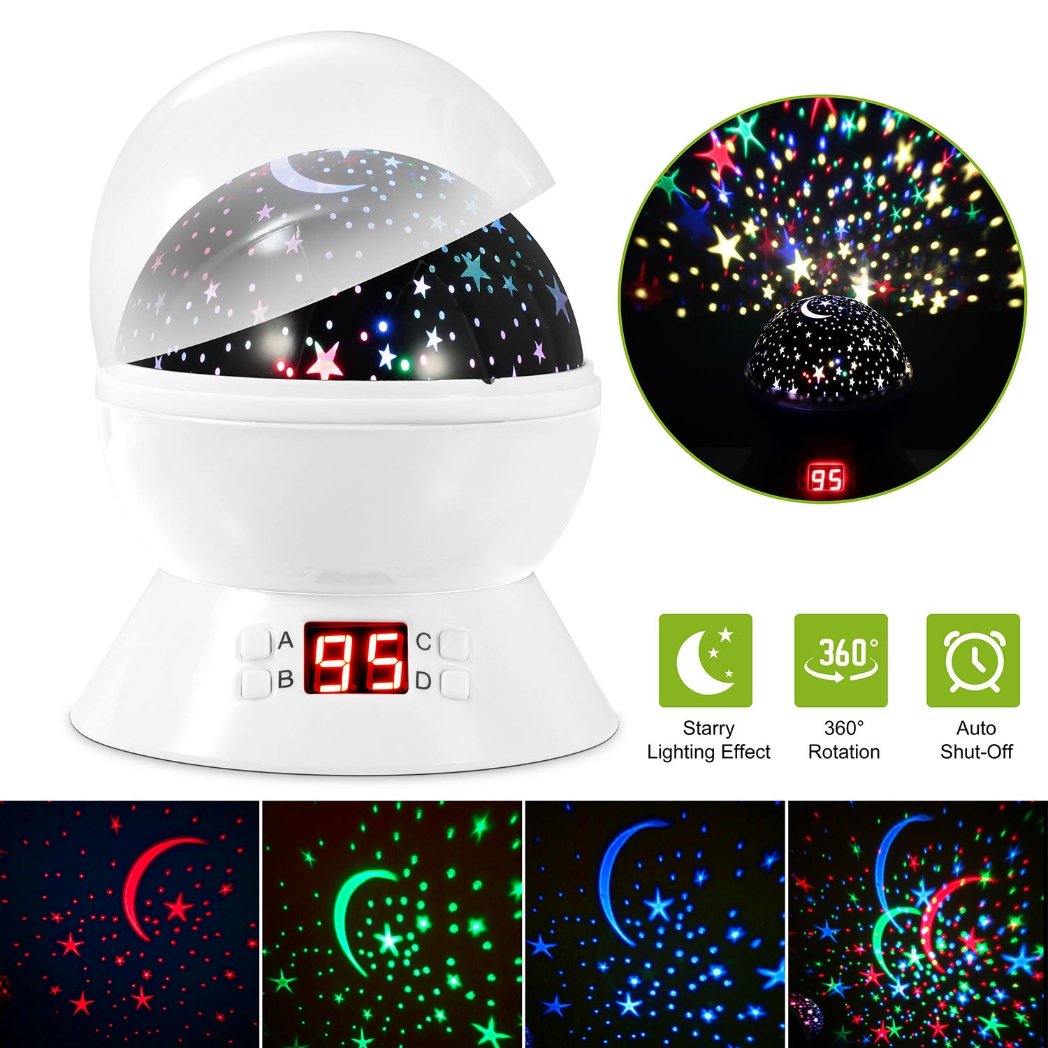 Star and Moon LED Projector Lamp - first step nursery